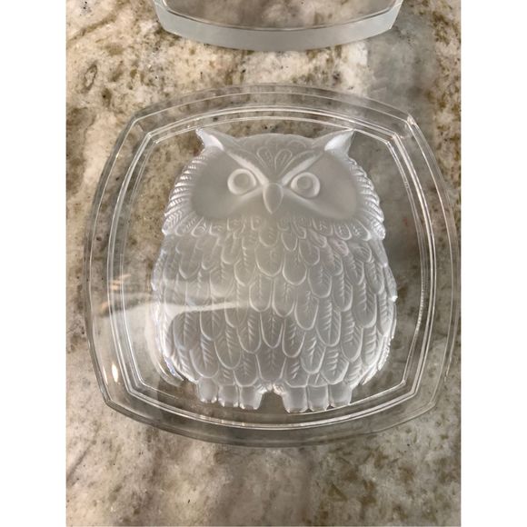 Owl Embossed Clear Glass Trinket Box #storage #owl - Picture 2 of 4